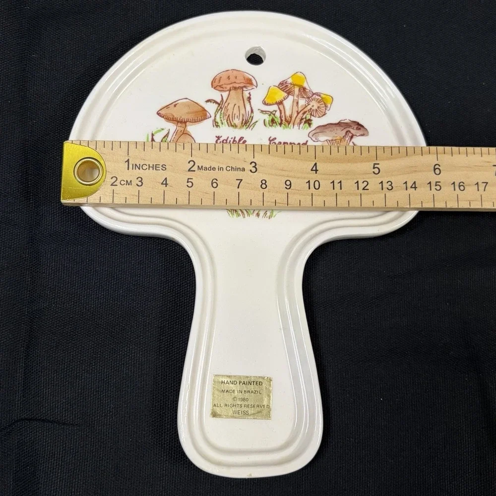 Avon Weiss 1980 Mushroom Spoon Rest Wall Hanging‎ Ceramic Hand Painted Brazil